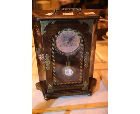 Antique type mahogany cased mantel clock with quartz movement. Not available for in-house P&amp;P 