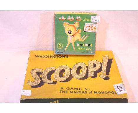 Vintage Waddingtons Scoop board game and vintage picture cube game (complete). P&amp;P Group 1 (£14+VAT for the first lot and