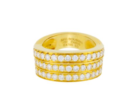 Mauboussin, Les étapes de la vie, bague or 750 composée de trois anneaux sertis de diamants taille brillant, signée, numéroté