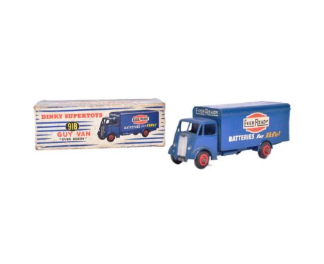 Diecast - an original vintage Dinky Supertoys boxed diecast model No. 918 Guy Van ' Ever Ready '. Rear opening doors with Eve