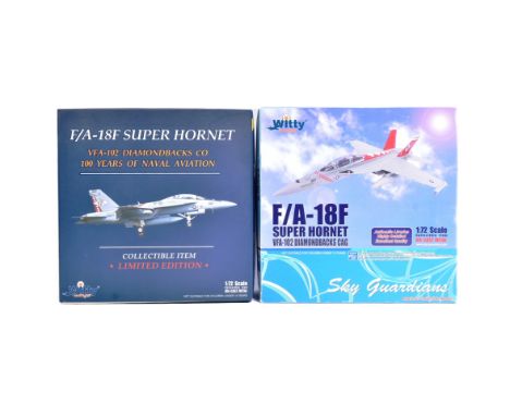 Diecast - X2 Witty Wings 1/72 scale metal aircraft models, comprising of a duplicate of the F/A-18F Super Hornet, VFA-102 Dia