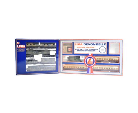 Model Railway - two vintage Lima OO gauge locomotive trainsets. Comprising of: No. 149704, Leopold military locomotive and ca