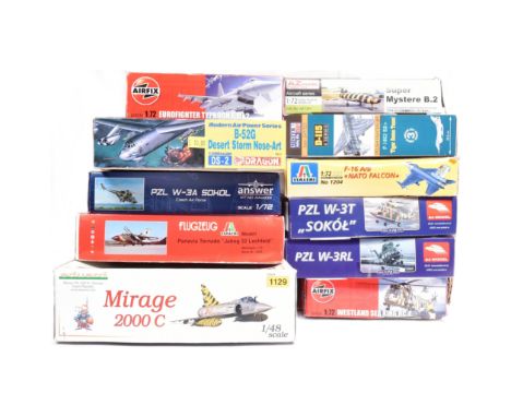 Model Kits - a collection of x11 vintage aircraft model kits, to include: Eduard limited edition Mirage 2000 C no.1129 1/48 s