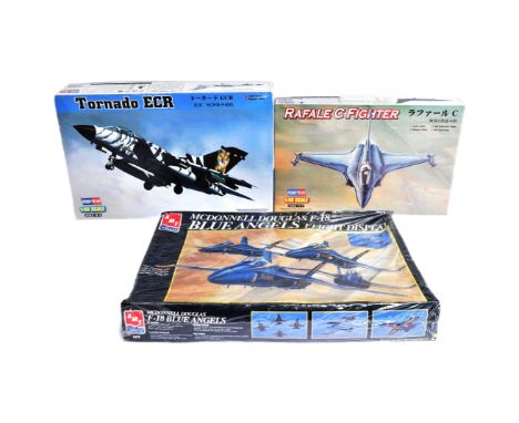 Model Kits - x3 fighter aircraft model kits of varying scales. To include: Hobby Boss Rafale C Fighter no. 80318 1/48 scale a