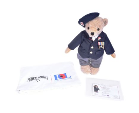 Teddy Bears - a Limited Edition Merrythought Royal British Legion Centenary bear. The mohair teddy bear dressed in trousers, 