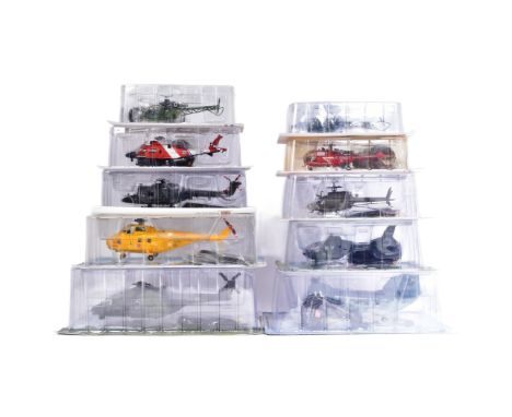 Diecast - a collection of x10 vintage AMER/COM helicopter diecast 1/72 scale, to include: Bell OH-58D Kiowa Warrior, Eurocopt