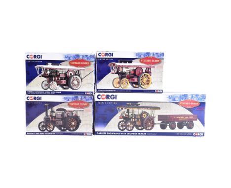 Diecast - a collection of x4 original Corgi Vintage Glory diecast steam models comprising; Fowler Showmans Iron Maiden, Burre