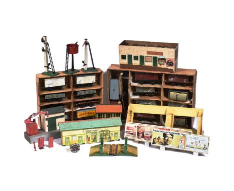 Model Railway - a collection of vintage Hornby O gauge tinplate model railway trainset locomotive rolling stock wagons and ac