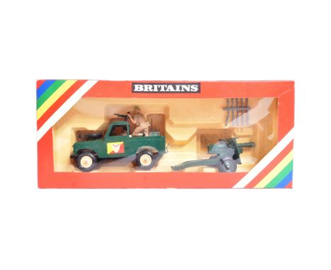 Diecast - an original vintage Britains Military diecast model No. 9787 Army Land Rover and Gun. The model appearing unused, w