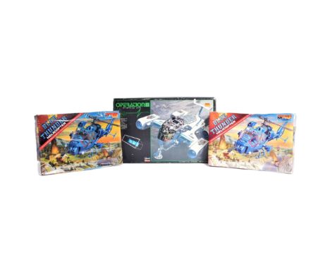 Model Kits - x3 vintage plastic model kits comprising x2 factory sealed 1/32 scale Monogram made Blue Thunder Helicopters and