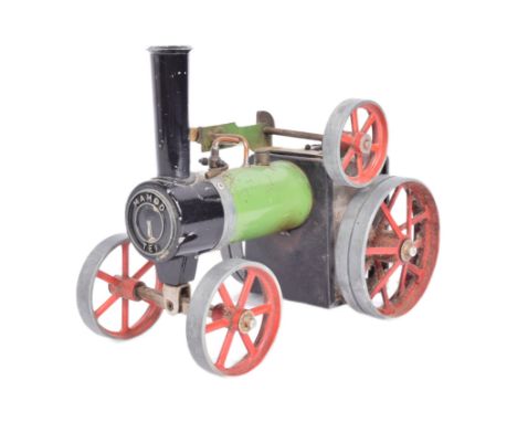 Mamod - a vintage Mamod live steam TE1 traction engine. Green and black livery, with red wheels. Lacking fire tray. Untested.
