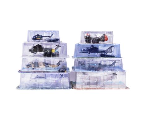 Diecast - collection of x8 AMER/COM helicopter models 1/72 scale, to include: a Piasecki-Vertol H-21C Shawnee, a Sikorsky SH-