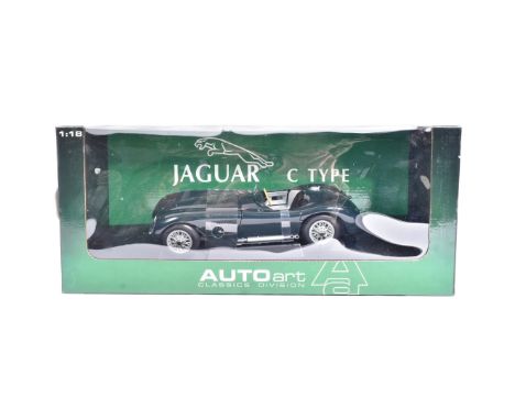 Diecast - an original Autoart ' Classic Division ' 1/18 scale boxed diecast model No. 73500 Jaguar C Type. Detailed scale mod