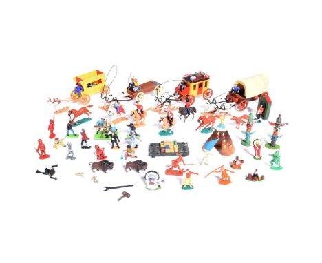 Timpo Toys - a collection of vintage Timpo made toy soldiers of&nbsp; Cowboy &amp; Indian interest to include; x4 Wild West H