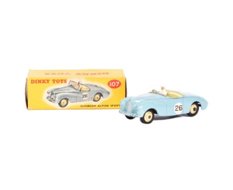 Dinky Toys - No. 107 Sunbeam Alpine Sports - an original vintage Dinky Toys made boxed diecast model No. 107. Blue, with whit