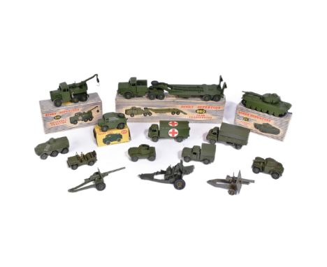 Diecast - a collection of vintage Dinky Toys diecast models of Military interest to include; 660 Tank Transporter, 661 Recove