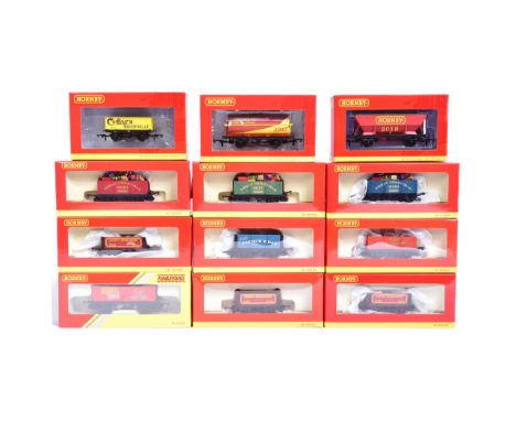 Model Railway - a collection of vintage Hornby OO gauge wagons, to include: R.6825 7 Plank Wagon 'Christmas 2017', R6902 6 Pl