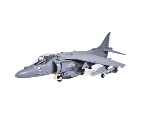 Models - a large scale precision plastic model of a US Marines / Navy VMA-231 AV-8B Harrier jet. Grey, with various detailing