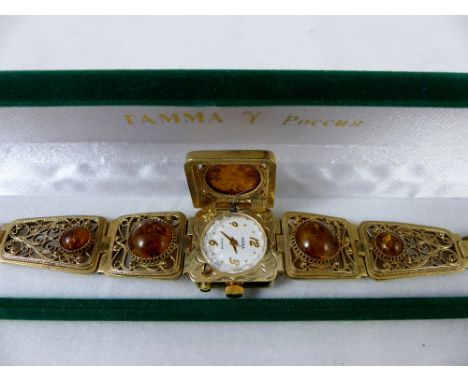 Ladies Russian bracelet wristwatch by Chayka with enamel finish