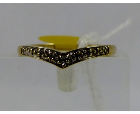 9ct gold diamond set wishbone ring, size M