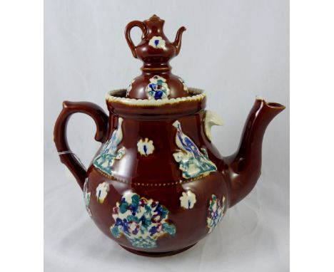 Treacle glazed barge ware large teapot with Home Sweet Home motto