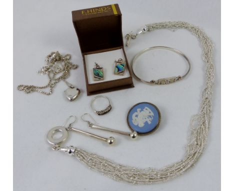 Quantity of silver jewellery including chains and a bangle