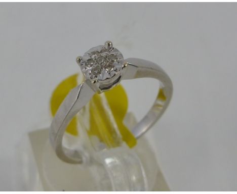 9ct white gold diamond cluster ring