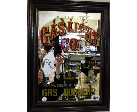 Framed Sheffield United Gas light Co advertising mirror. 30 x 42 cm