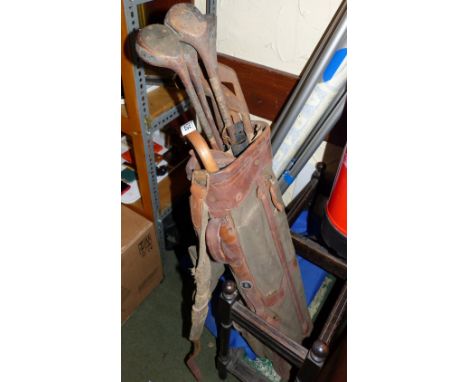 Vintage golf bag and clubs