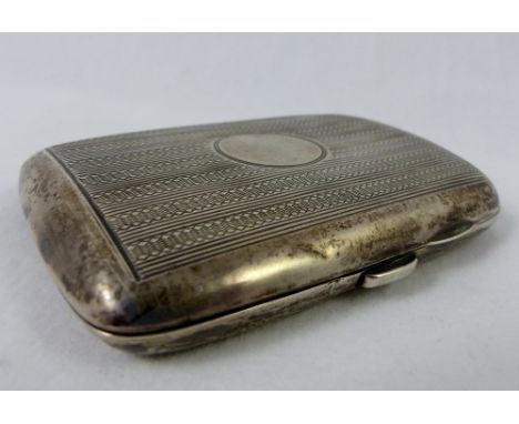 Hallmarked silver cigarette case with engine turned engraving L:9 cms x W: 6 cms 65g Assay Chester 1901 Maker CL