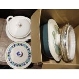 Poole pottery model of an owl, a Poole pottery model of a dolphin, a cut glass ships decanter and