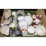 Hammersley plant pot with floral decoration, a pair of Limoges floral and gilt decorated small jugs,