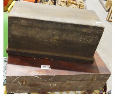Wooden tool box with fitted lid, another wooden tool box&nbsp;and a wooden trunk (3)&nbsp;