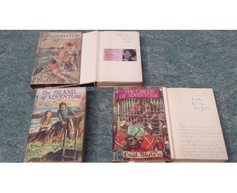 Enid Blyton signed copies - Sea of Adventure in jacket with signed presentation slip, Circus of Adventure First Edition in ja