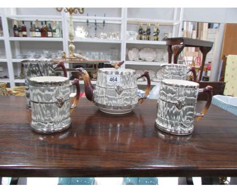 5 items of Arthur Wood silver shield including jugs and teapot