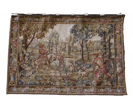 French tapestry, Returning from a hunt, 155cm x 107cm