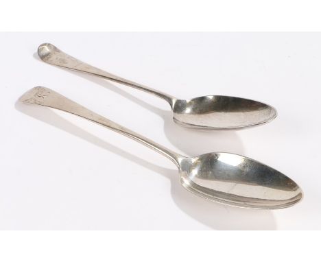 George III silver tablespoon, London 1774, maker IW, the reverse of the handle initialled G.I.A. George III silver tablespoon