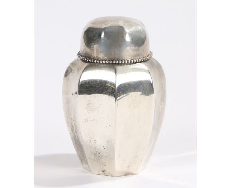 American sterling silver tea caddy, of tapering hexagonal form, 10.5cm high, 3.1oz