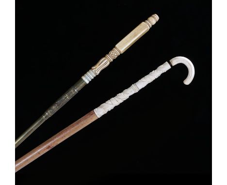 Victorian toasting fork, with an ivory handle and brass stem terminating with a fork end, together with a converted Victorian