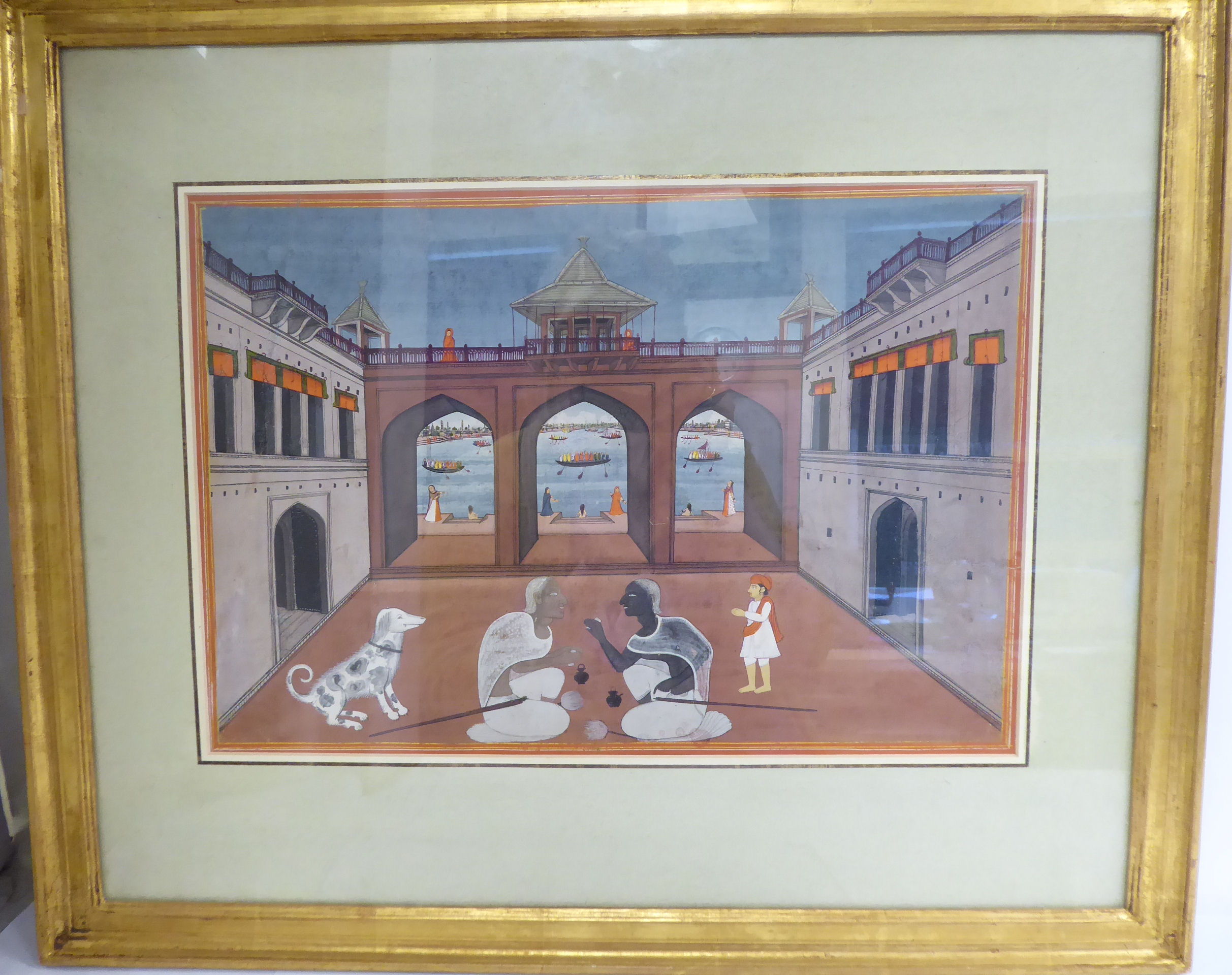 An Indian Jaipur School painting (circa 1780) two kneeling ascetics