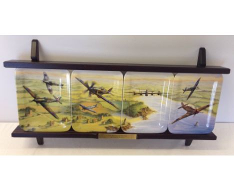 4 Limited Edition china rectangular plates of WW2 planes 'The Battle of Britain Memorial Flight' by Davenport with original b