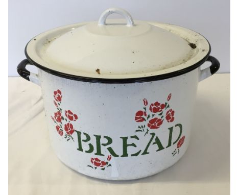 An enamel bread bin.