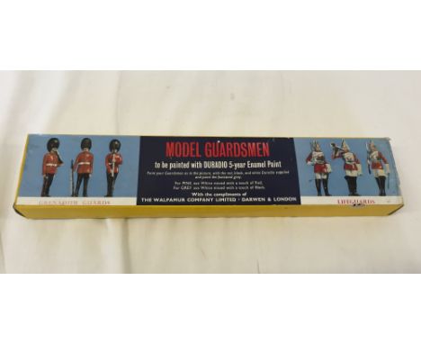 A boxed set of model Guardsmen with Duradio enamel paints to paint figures yourself. From the Walpamur Co Ltd.