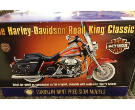 A boxed Franklin Mint 1:10 scale Harley-Davidson Road King classic motor cycle. No riders helmet