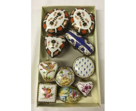 A collection of 6 Del Prado collection trinket boxes together with 4 Imari design trinket boxes, all with hinged lids.
