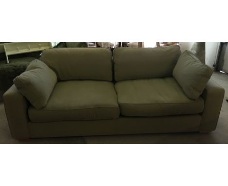 A pale green sofa. Approx 214cm (7') wide & 93cm (3' 1") deep.