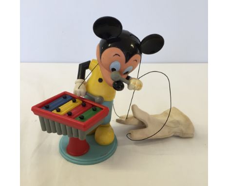 Vintage Walt Disney Mickey Mouse Kohner Bros puppet #721 playing a xylophone.