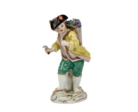   MEISSEN „Gärtnerkind“,   Entwurf Nach Johann Joachim Kaendler (1706-1775), Ausführung 1945-1947, 1. Wahl, Figur eines Knabe