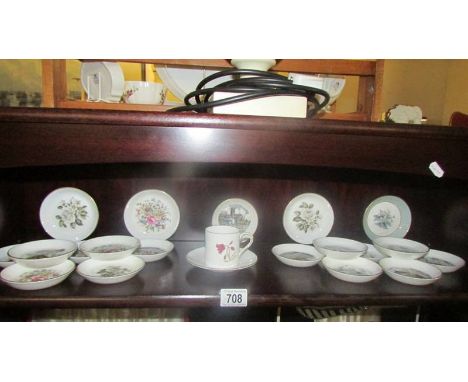 A large lot of Royal Worcester pin dishes and a Royal Worcester coffee can and saucer.