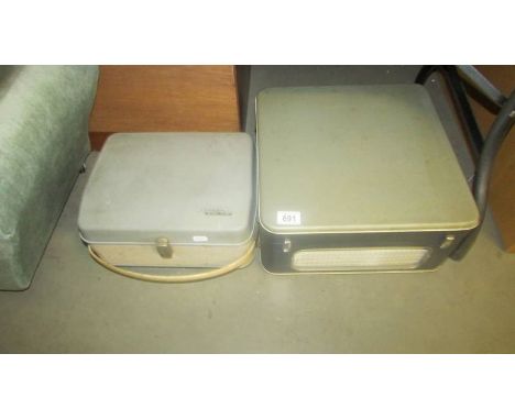 A vintage Grundig TK18 reel to reel tape player and a Bush SRP30C record player. (Collect only)